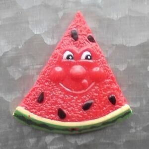 Funny Face Watermelon Smiling Fridge Magnet Anthropomorphic Vintage